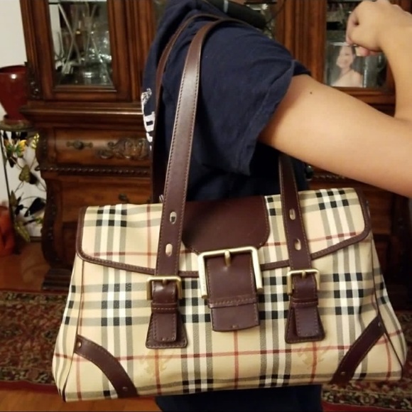 Authentic Burberry Ecordelia Haymarket Check Satchel Shoulder Bag - Picture 10 of 10